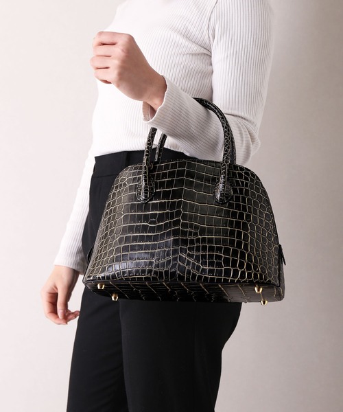 クロコダイル レザー ハンドバッグ トートバッグ センター取り クロコダイルレザーハンドバッグ センター取り（ハンドバッグ