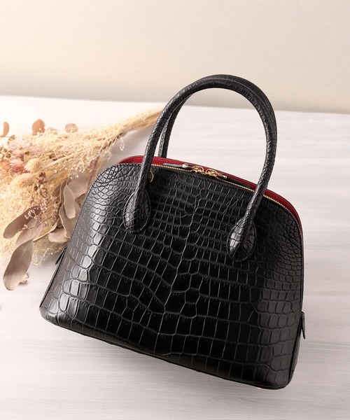 クロコダイルレザーハンドバッグ センター取り（ハンドバッグ