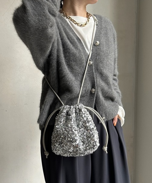 DouDou（ドゥドゥ）の「【WEB限定】スパンコール巾着（ハンドバッグ・レディース・シルバー/ピンク/ブラック・FREE）」の7枚目の写真