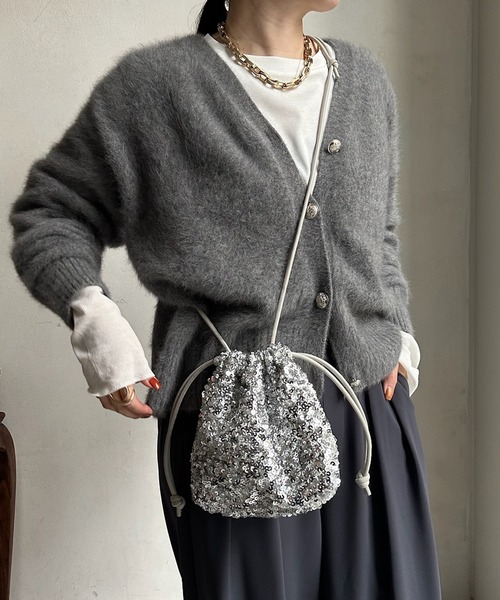 DouDou（ドゥドゥ）の「【WEB限定】スパンコール巾着（ハンドバッグ・レディース・シルバー/ピンク/ブラック・FREE）」の8枚目の写真