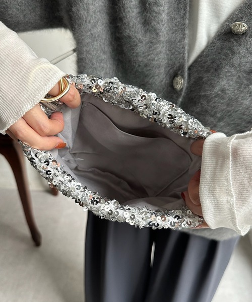 DouDou（ドゥドゥ）の「【WEB限定】スパンコール巾着（ハンドバッグ・レディース・シルバー/ピンク/ブラック・FREE）」の9枚目の写真