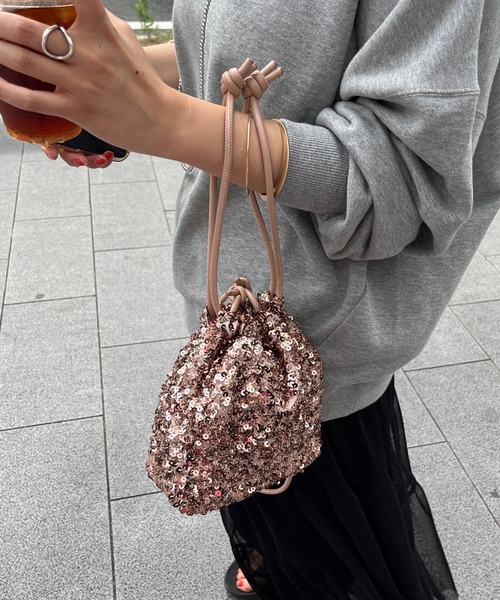 DouDou（ドゥドゥ）の「【WEB限定】スパンコール巾着（ハンドバッグ・レディース・シルバー/ピンク/ブラック・FREE）」の13枚目の写真