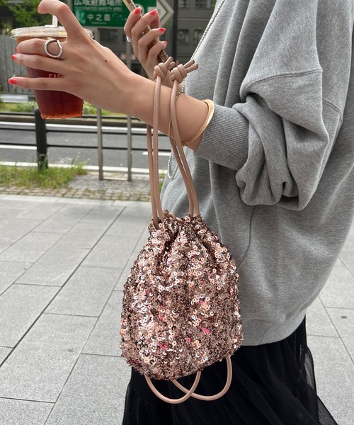 DouDou（ドゥドゥ）の「【WEB限定】スパンコール巾着（ハンドバッグ・レディース・シルバー/ピンク/ブラック・FREE）」の14枚目の写真