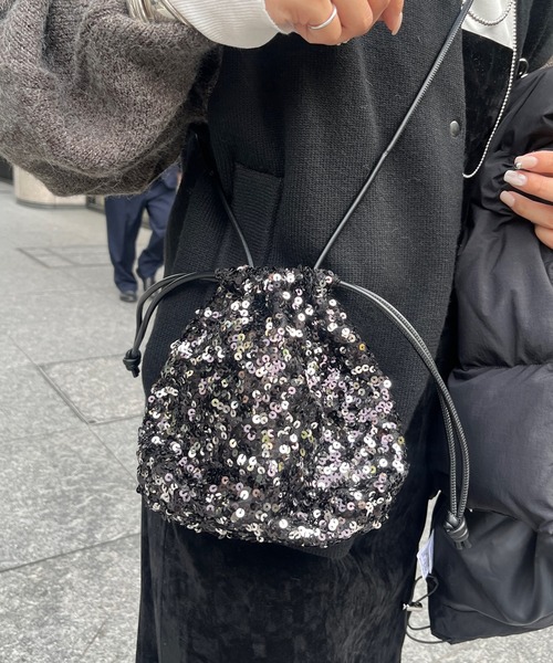 DouDou（ドゥドゥ）の「【WEB限定】スパンコール巾着（ハンドバッグ・レディース・シルバー/ピンク/ブラック・FREE）」の15枚目の写真