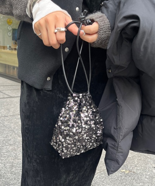 DouDou（ドゥドゥ）の「【WEB限定】スパンコール巾着（ハンドバッグ・レディース・シルバー/ピンク/ブラック・FREE）」の18枚目の写真