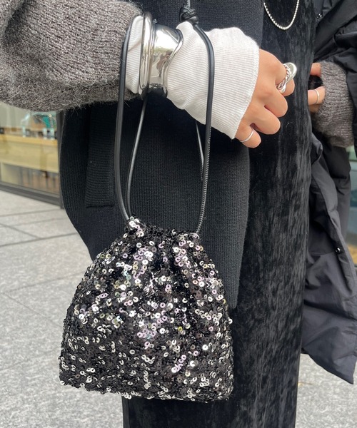 DouDou（ドゥドゥ）の「【WEB限定】スパンコール巾着（ハンドバッグ・レディース・シルバー/ピンク/ブラック・FREE）」の21枚目の写真