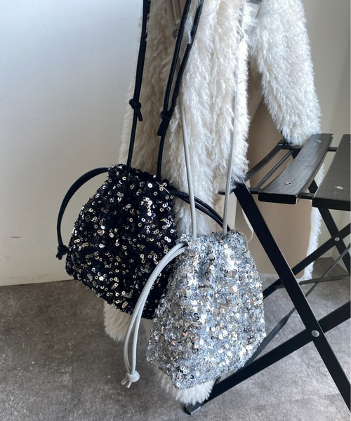 DouDou（ドゥドゥ）の「【WEB限定】スパンコール巾着（ハンドバッグ・レディース・シルバー/ピンク/ブラック・FREE）」の22枚目の写真