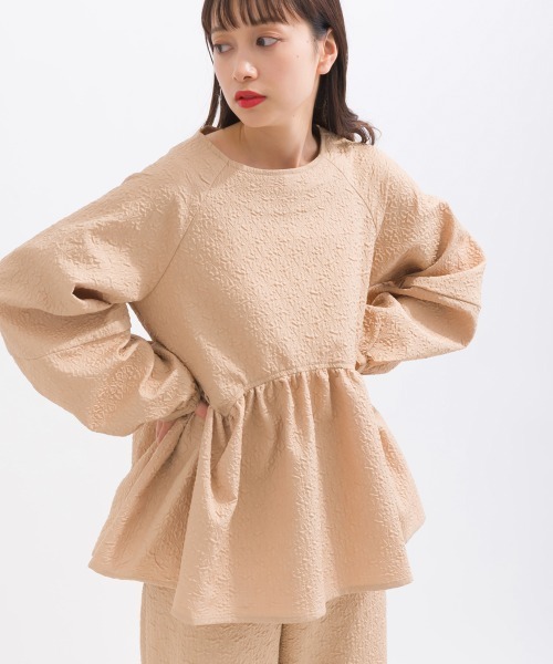 terrace(テラス)の「フクレジャガードぺプラムブラウス(シャツ/ブラウス・レディース・ベージュ/サックスブルー/ブラック/オフホワイト・MEDIUM)」の3枚目の写真