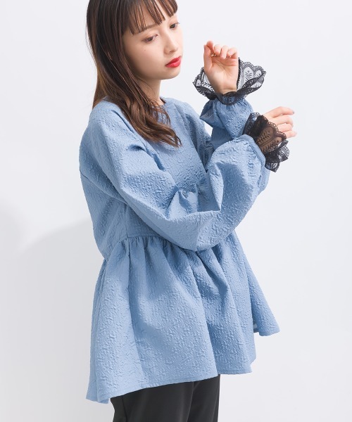 terrace(テラス)の「フクレジャガードぺプラムブラウス(シャツ/ブラウス・レディース・ベージュ/サックスブルー/ブラック/オフホワイト・MEDIUM)」の5枚目の写真