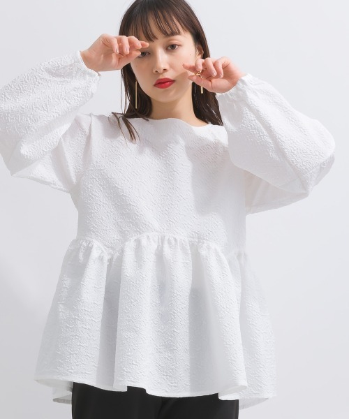 terrace(テラス)の「フクレジャガードぺプラムブラウス(シャツ/ブラウス・レディース・ベージュ/サックスブルー/ブラック/オフホワイト・MEDIUM)」の20枚目の写真