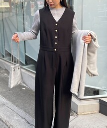 金釦ウールライクタックオールインワン