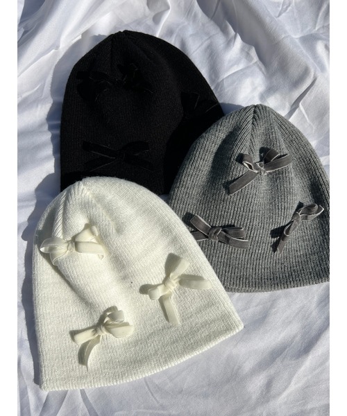 WC（ダブル シー）の「リボンビーニー（ニットキャップ/ビーニー・レディース・グレー/ホワイト/ブラック・FREE）」の21枚目の写真