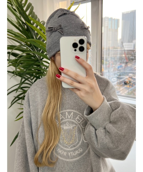 WC（ダブル シー）の「リボンビーニー（ニットキャップ/ビーニー・レディース・グレー/ホワイト/ブラック・FREE）」の11枚目の写真