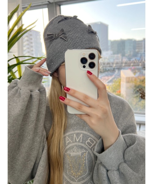 WC（ダブル シー）の「リボンビーニー（ニットキャップ/ビーニー・レディース・グレー/ホワイト/ブラック・FREE）」の12枚目の写真