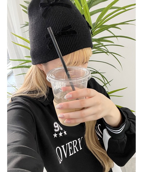 WC（ダブル シー）の「リボンビーニー（ニットキャップ/ビーニー・レディース・グレー/ホワイト/ブラック・FREE）」の8枚目の写真