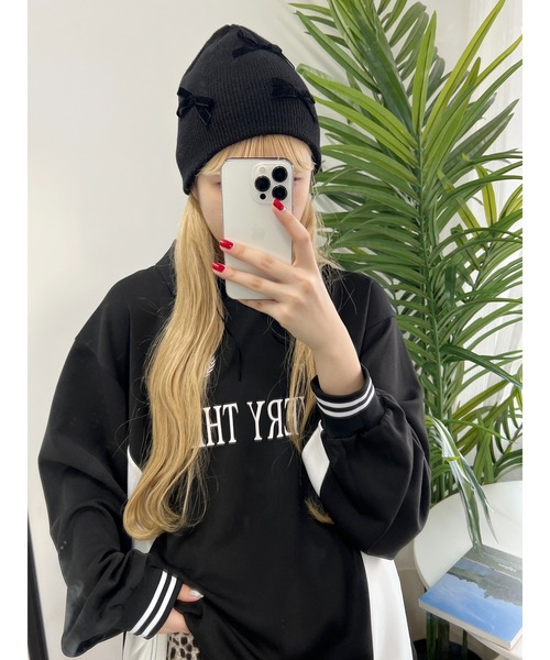 WC（ダブル シー）の「リボンビーニー（ニットキャップ/ビーニー・レディース・グレー/ホワイト/ブラック・FREE）」の9枚目の写真