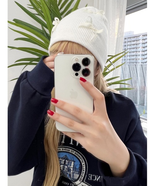 WC（ダブル シー）の「リボンビーニー（ニットキャップ/ビーニー・レディース・グレー/ホワイト/ブラック・FREE）」の5枚目の写真