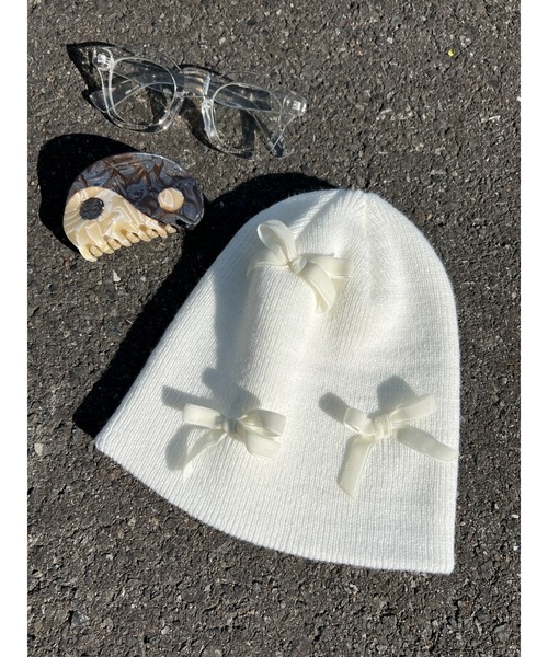 WC（ダブル シー）の「リボンビーニー（ニットキャップ/ビーニー・レディース・グレー/ホワイト/ブラック・FREE）」の17枚目の写真