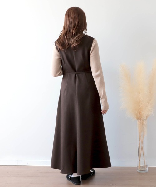 mil（ミル）の「【150㎝前後の小柄さんサイズ】前後2wayフレアワンピース【上品 美シルエット】（ワンピース・レディース・キャメル/グレイッシュベージュ/ブラウン・S/XS）」の7枚目の写真