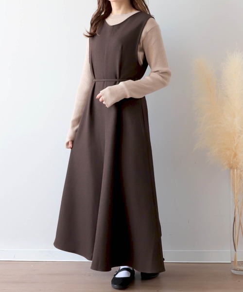 mil（ミル）の「【150㎝前後の小柄さんサイズ】前後2wayフレアワンピース【上品 美シルエット】（ワンピース・レディース・キャメル/グレイッシュベージュ/ブラウン・S/XS）」の5枚目の写真