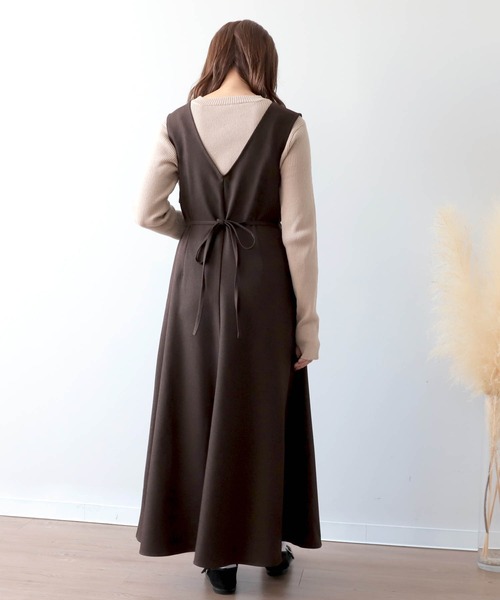 mil（ミル）の「【150㎝前後の小柄さんサイズ】前後2wayフレアワンピース【上品 美シルエット】（ワンピース・レディース・キャメル/グレイッシュベージュ/ブラウン・S/XS）」の9枚目の写真