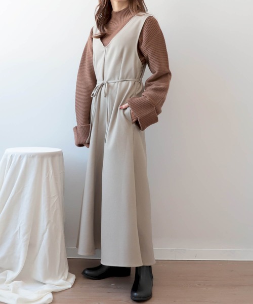 mil（ミル）の「【150㎝前後の小柄さんサイズ】前後2wayフレアワンピース【上品 美シルエット】（ワンピース・レディース・キャメル/グレイッシュベージュ/ブラウン・S/XS）」の10枚目の写真