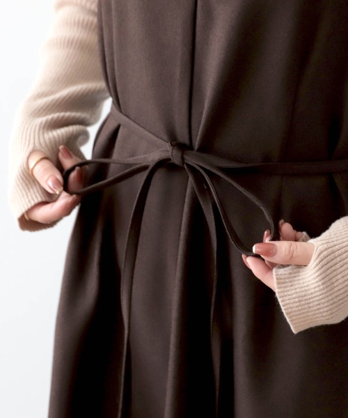 mil（ミル）の「【150㎝前後の小柄さんサイズ】前後2wayフレアワンピース【上品 美シルエット】（ワンピース・レディース・キャメル/グレイッシュベージュ/ブラウン・S/XS）」の15枚目の写真