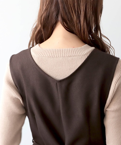 mil（ミル）の「【150㎝前後の小柄さんサイズ】前後2wayフレアワンピース【上品 美シルエット】（ワンピース・レディース・キャメル/グレイッシュベージュ/ブラウン・S/XS）」の18枚目の写真