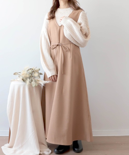 mil（ミル）の「【150㎝前後の小柄さんサイズ】前後2wayフレアワンピース【上品 美シルエット】（ワンピース・レディース・キャメル/グレイッシュベージュ/ブラウン・S/XS）」の12枚目の写真