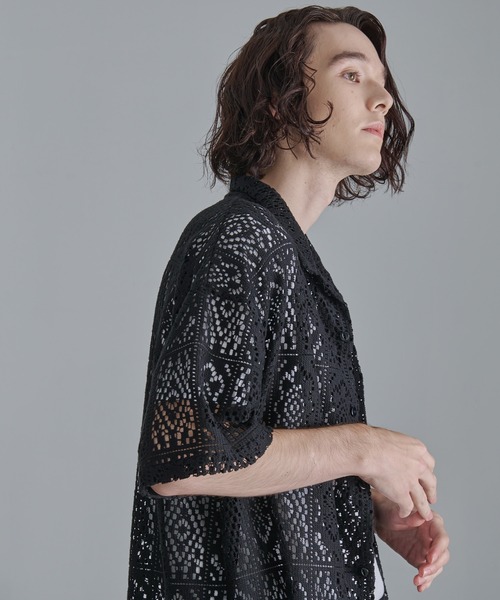 Revo.（レボ）の「【Revo.】コットンクロシェ編み ショートスリーブ シャツ（シャツ/ブラウス・メンズ・ホワイト/ブラック/グリーン・M/L）」の5枚目の写真