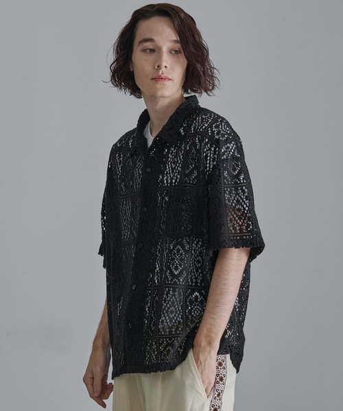 Revo.（レボ）の「【Revo.】コットンクロシェ編み ショートスリーブ シャツ（シャツ/ブラウス・メンズ・ホワイト/ブラック/グリーン・M/L）」の11枚目の写真