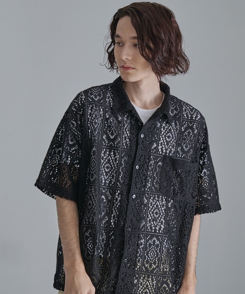 Revo.（レボ）の「【Revo.】コットンクロシェ編み ショートスリーブ シャツ（シャツ/ブラウス・メンズ・ホワイト/ブラック/グリーン・M/L）」の13枚目の写真