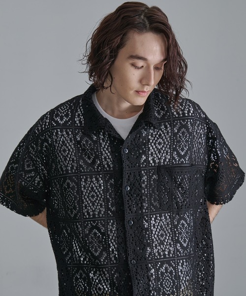 Revo.（レボ）の「【Revo.】コットンクロシェ編み ショートスリーブ シャツ（シャツ/ブラウス・メンズ・ホワイト/ブラック/グリーン・M/L）」の14枚目の写真