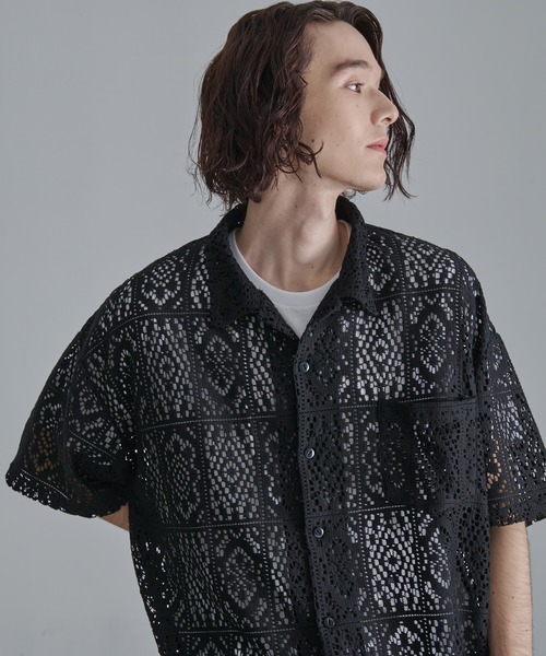 Revo.（レボ）の「【Revo.】コットンクロシェ編み ショートスリーブ シャツ（シャツ/ブラウス・メンズ・ホワイト/ブラック/グリーン・M/L）」の15枚目の写真