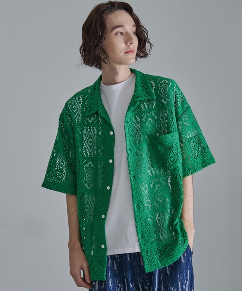 Revo.（レボ）の「【Revo.】コットンクロシェ編み ショートスリーブ シャツ（シャツ/ブラウス・メンズ・ホワイト/ブラック/グリーン・M/L）」の20枚目の写真