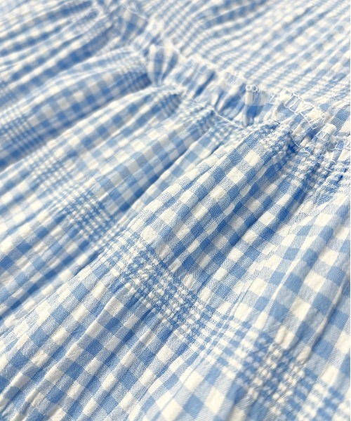 ad thie（アドティエ）の「ギンガムチェック・ワッシャー加工 ロングティアードスカート（スカート・レディース・ライトブルー/ブラック・FREE）」の14枚目の写真