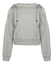 NOT KNOWING（ノットノーイング）の「【NOT KNOWING】Ribbon Strap Sweatshirt / 【ノットノーイング】リボンストラップ肩出し長袖スウェットシャツ トレーナー（スウェット）」