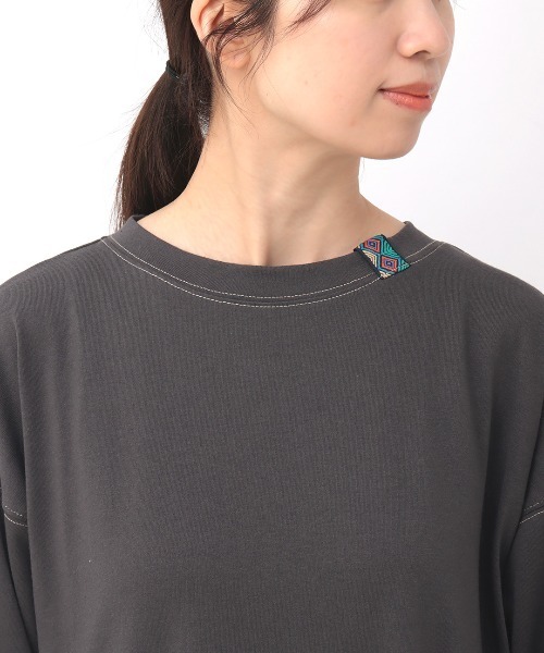 チチカカ(チチカカ)の「ロングTシャツワンピース(ワンピース・レディース・チャコールグレー/カーキ/ホワイト・FREE)」の8枚目の写真