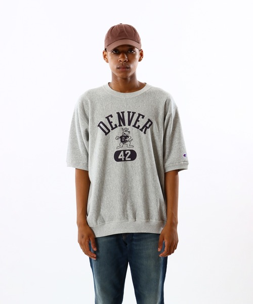 Champion(チャンピオン)の「【Champion/チャンピオン】メンズ リバースウィーブ(R) ハーフスリーブクルーネックスウェットシャツ(Tシャツ/カットソー・メンズ・ホワイト/ネイビー/グレー/ダークブラック/ペールイエロー/ブラウン系・MEDIUM/LARGE/X-LARGE)」の12枚目の写真