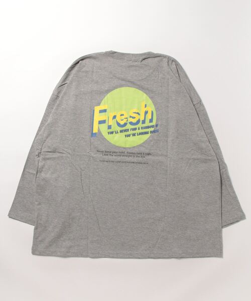 FUNALIVE(ファンアライブ)の「Big long sleeve printed T-shirt / プリント入りビッグ長袖Tシャツ unisex(Tシャツ/カットソー・メンズ・ネイビー系/ホワイト系/ネイビー/ホワイト/チャコールグレー/ベージュ系/杢グレー/ブラック/モカ/ミント/ベージュ/チャコール/ライトグリーン/ブルー/ラベンダー/ブラック系・XL/L/M)」の19枚目の写真