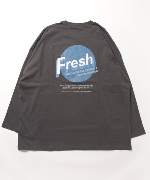 FUNALIVE(ファンアライブ)の「Big long sleeve printed T-shirt / プリント入りビッグ長袖Tシャツ unisex(Tシャツ/カットソー・メンズ・ネイビー系/ホワイト系/ネイビー/ホワイト/チャコールグレー/ベージュ系/杢グレー/ブラック/モカ/ミント/ベージュ/チャコール/ライトグリーン/ブルー/ラベンダー/ブラック系・XL/L/M)」の18枚目の写真