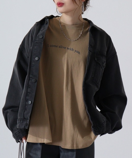 FUNALIVE(ファンアライブ)の「Big long sleeve printed T-shirt / プリント入りビッグ長袖Tシャツ unisex(Tシャツ/カットソー・メンズ・ネイビー系/ホワイト系/ネイビー/ホワイト/チャコールグレー/ベージュ系/杢グレー/ブラック/モカ/ミント/ベージュ/チャコール/ライトグリーン/ブルー/ラベンダー/ブラック系・XL/L/M)」の9枚目の写真