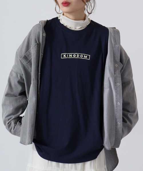 FUNALIVE(ファンアライブ)の「Big long sleeve printed T-shirt / プリント入りビッグ長袖Tシャツ unisex(Tシャツ/カットソー・メンズ・ネイビー系/ホワイト系/ネイビー/ホワイト/チャコールグレー/ベージュ系/杢グレー/ブラック/モカ/ミント/ベージュ/チャコール/ライトグリーン/ブルー/ラベンダー/ブラック系・XL/L/M)」の13枚目の写真