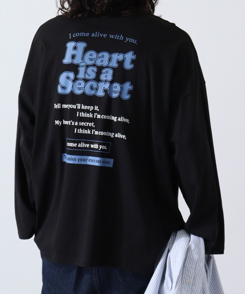 FUNALIVE(ファンアライブ)の「Big long sleeve printed T-shirt / プリント入りビッグ長袖Tシャツ unisex(Tシャツ/カットソー・メンズ・ネイビー系/ホワイト系/ネイビー/ホワイト/チャコールグレー/ベージュ系/杢グレー/ブラック/モカ/ミント/ベージュ/チャコール/ライトグリーン/ブルー/ラベンダー/ブラック系・XL/L/M)」の4枚目の写真