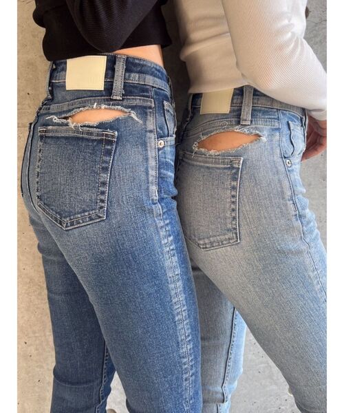ハイウエスト PEEPダメージスキニーデニムパンツ ハイウエスト PEEPダメージスキニーデニムパンツ｜ジェイダの