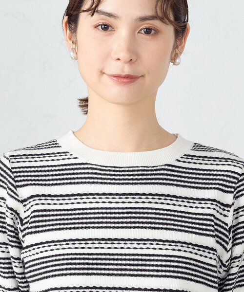 COMME CA ISM(コムサイズム)の「ボーダー5分袖ニット(ニット/セーター・レディース・ブラック×ホワイト・MEDIUM/LARGE)」の8枚目の写真