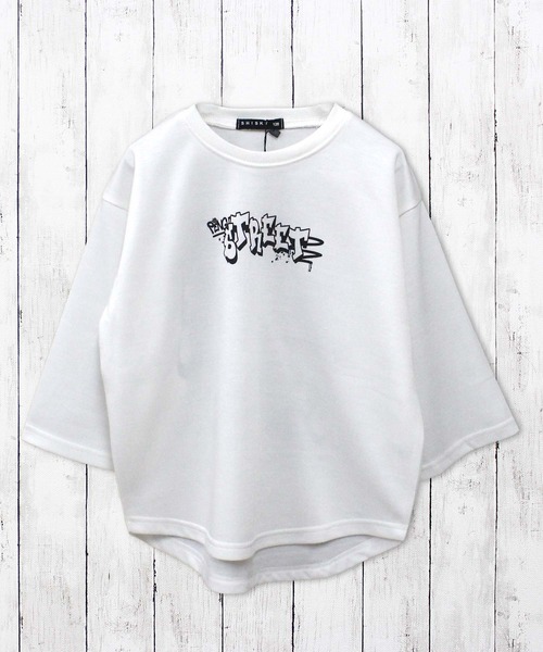 セール】グラフィックロゴプリント オーバーサイズ 長袖Tシャツ