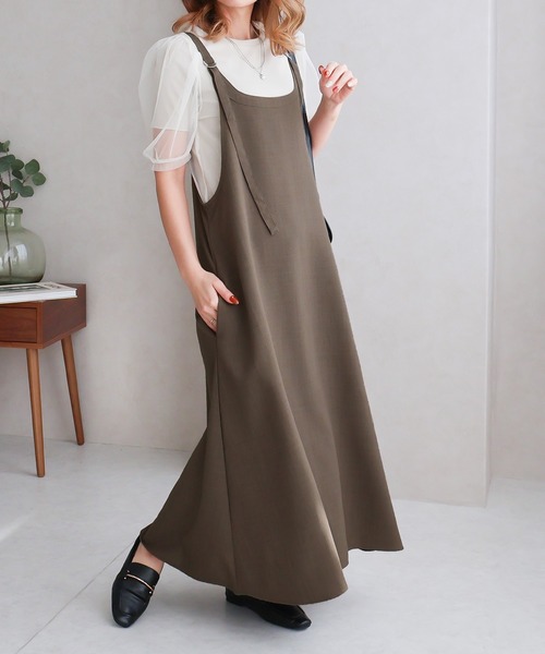 Social GIRL(ソーシャルガール)の「キャミフレアワンピース(ワンピース・レディース・ブラック/アイボリー/モカ・M)」の3枚目の写真