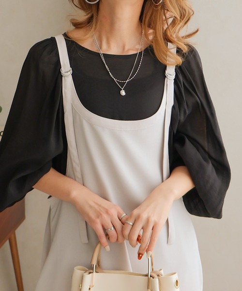 Social GIRL(ソーシャルガール)の「キャミフレアワンピース(ワンピース・レディース・ブラック/アイボリー/モカ・M)」の9枚目の写真