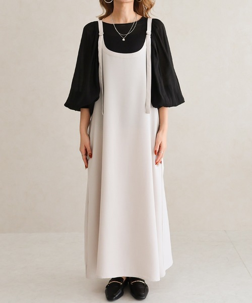 Social GIRL(ソーシャルガール)の「キャミフレアワンピース(ワンピース・レディース・ブラック/アイボリー/モカ・M)」の14枚目の写真